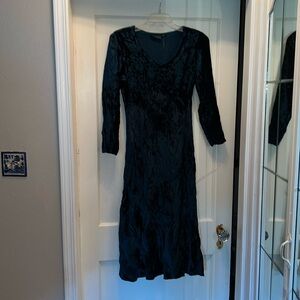 Nostalgia rayon velvet maxi dress large dark teal green
